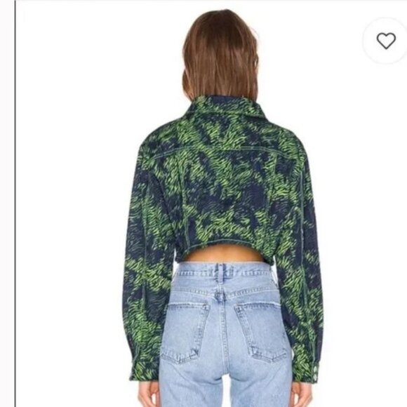 I.AM.GIA Sinead Jacket Green Tiger Crop Jean Jacket Animal Print Cotton Top XS - Picture 11 of 16